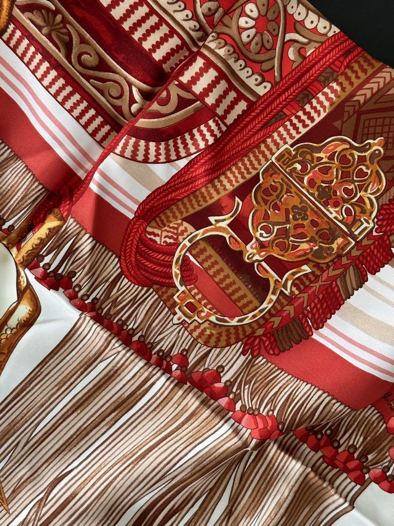 HERMES シルクスカーフ 馬具デザイン 赤 - メルカリ