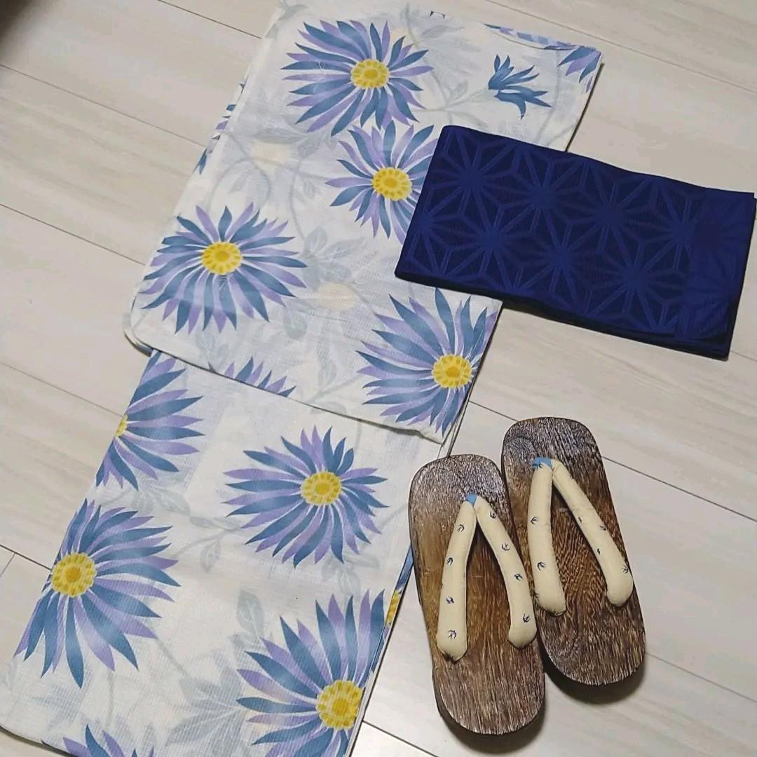 新品☆呉服屋♪大人清楚な着物風!浴衣3点セット