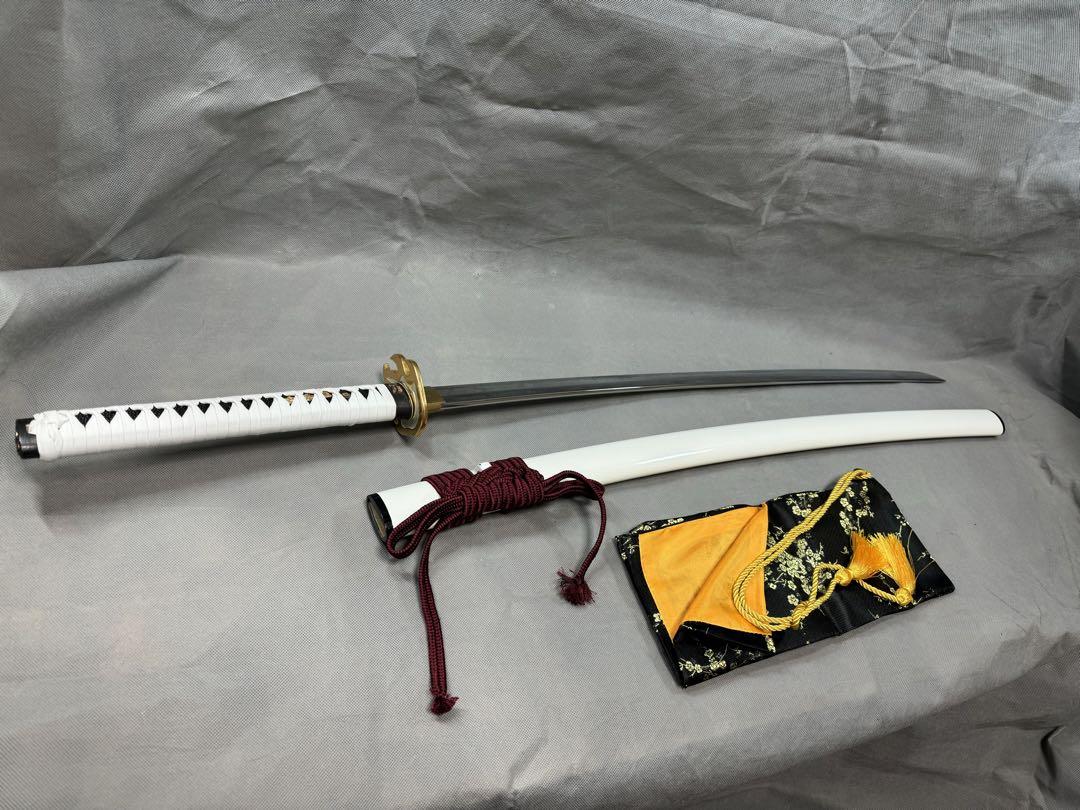【高級本格居合刀】 居合用模擬刀 本鮫皮 白革巻き柄 炎銅地鍔 煉獄愛刀写し 画像3
