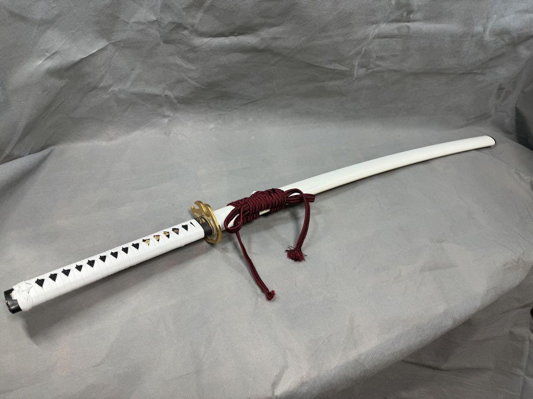 【高級本格居合刀】 居合用模擬刀 本鮫皮 白革巻き柄 炎銅地鍔 煉獄愛刀写し 画像4