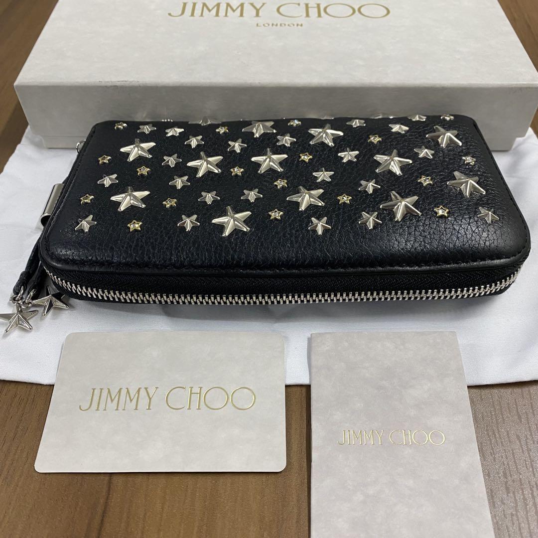 新品同様‼️ジミーチュウ 財布 長財布　スタースタッズ　ラウンドファスナー