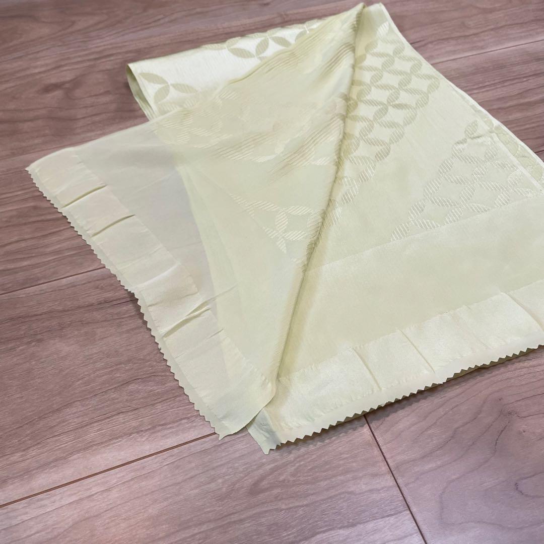未使用品　正絹　帯揚げ　帯締め 2点セット　着物小物　春色　若芽色　白緑　地紋