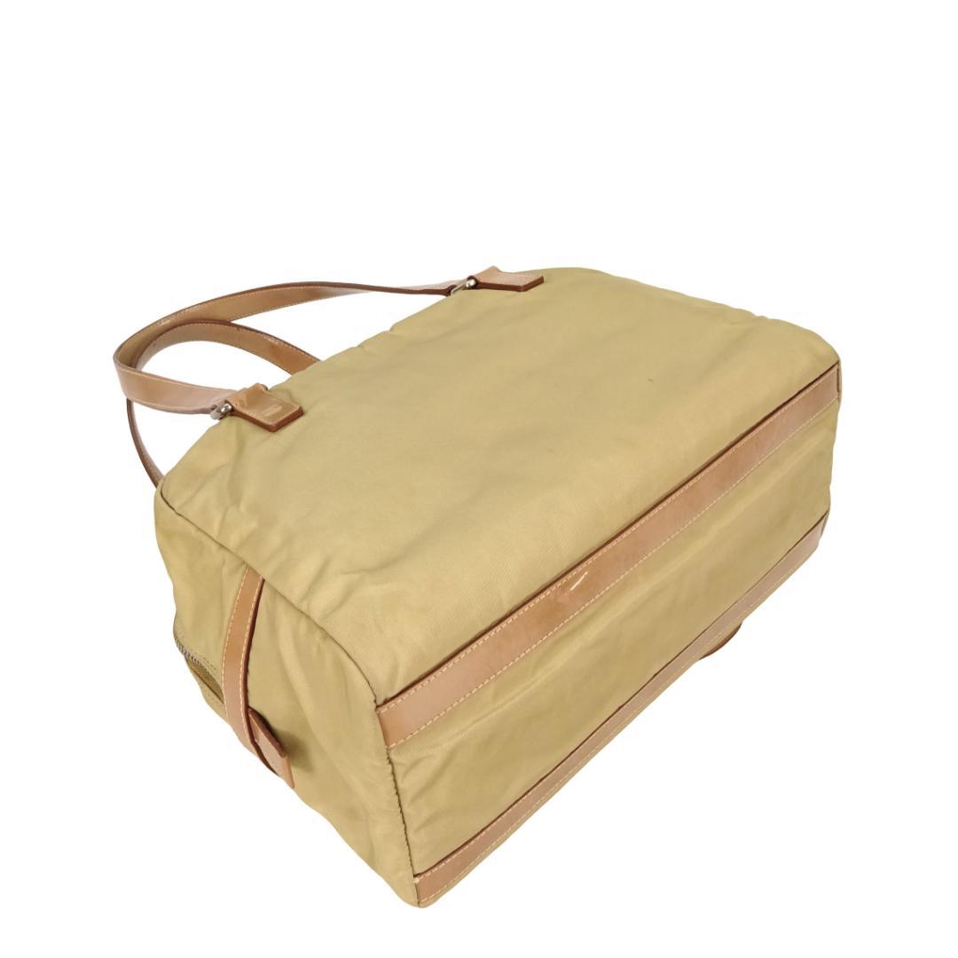 本物良品■プラダ■ショッピング/ベージュ/キャメルレザー/ショルダートートバッグ
