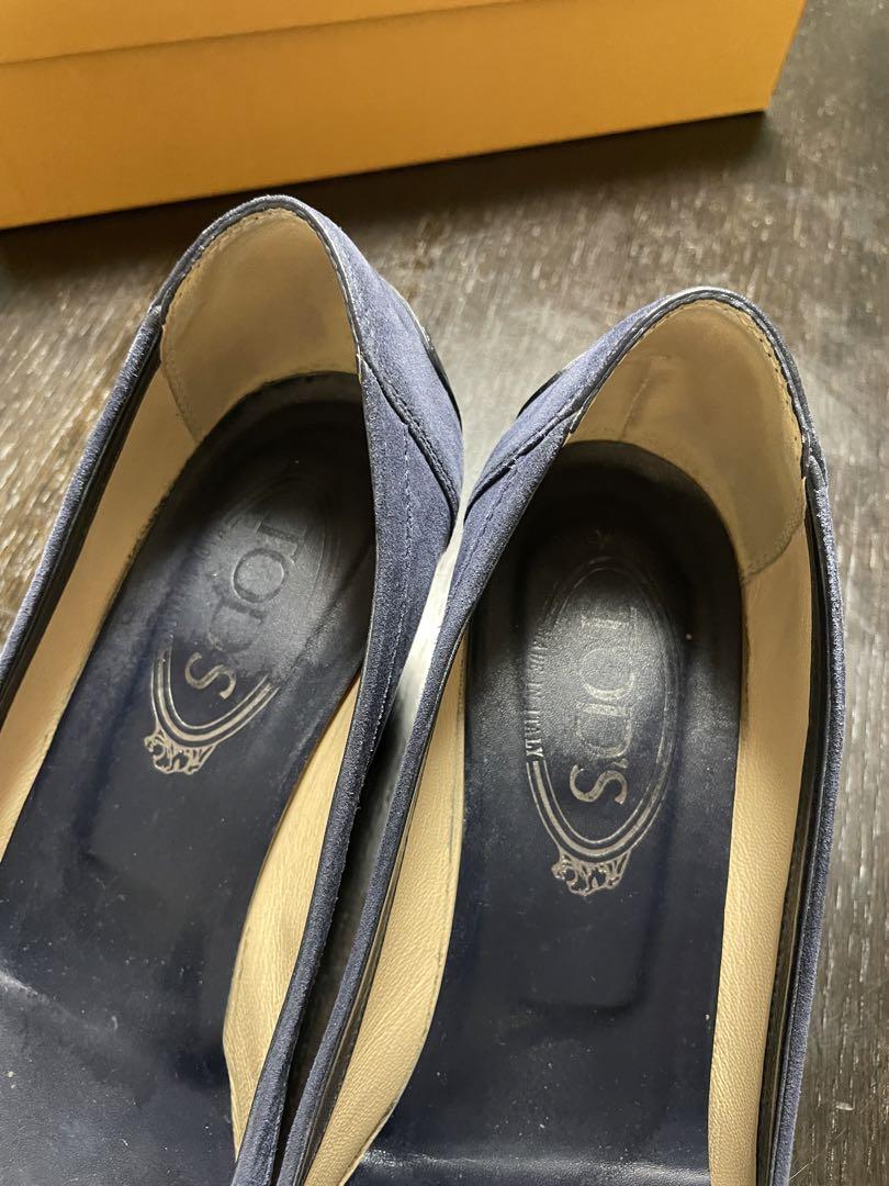 TOD'S ネイビー オープントゥ ハイヒール 39