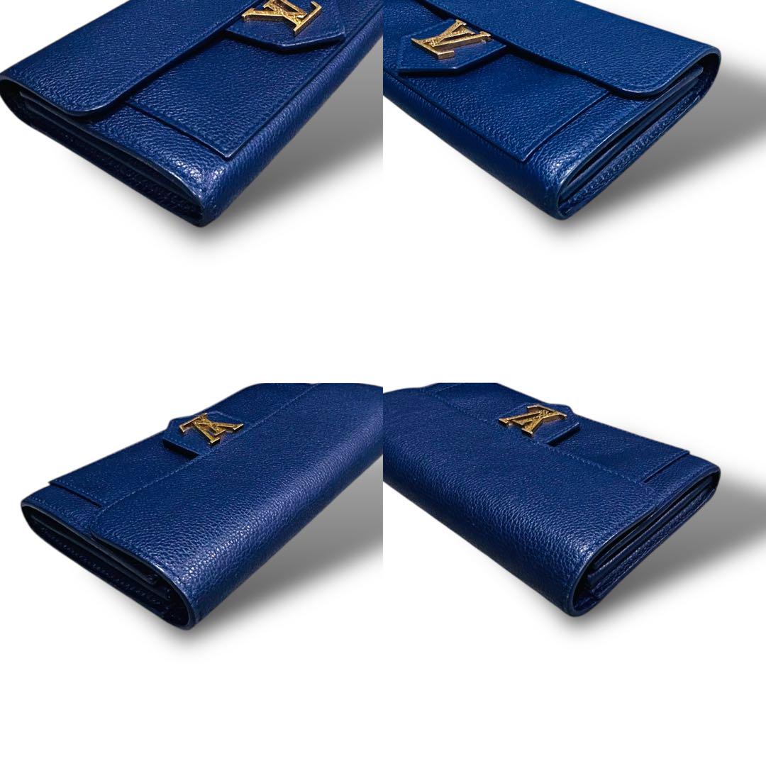 美品 LOUIS VUITTON ヴィトン ロックミー 長財布 ネイビー ロゴ