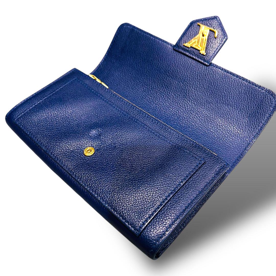 美品 LOUIS VUITTON ヴィトン ロックミー 長財布 ネイビー ロゴ