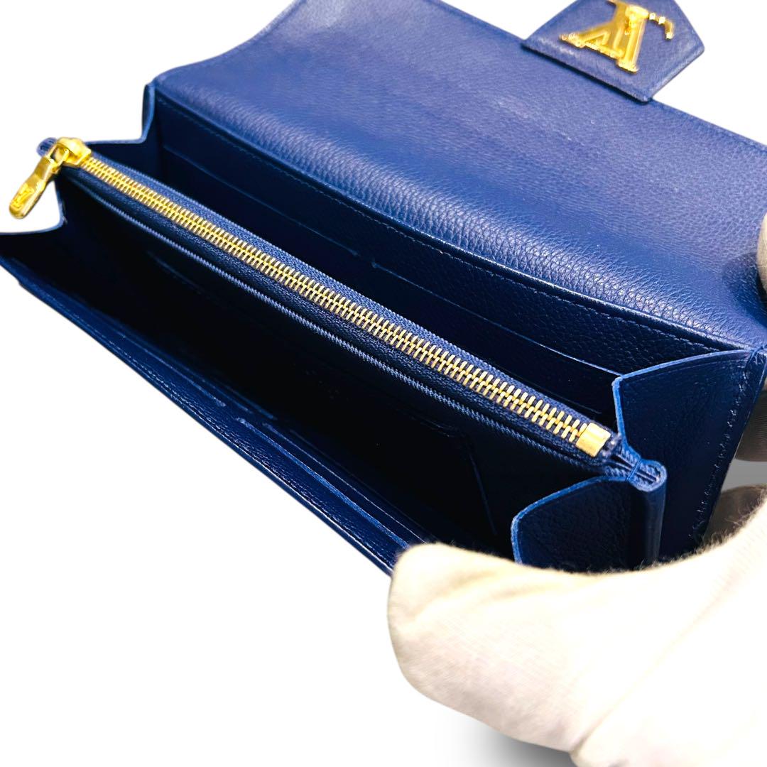 美品 LOUIS VUITTON ヴィトン ロックミー 長財布 ネイビー ロゴ