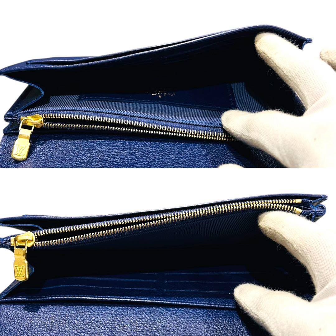 美品 LOUIS VUITTON ヴィトン ロックミー 長財布 ネイビー ロゴ