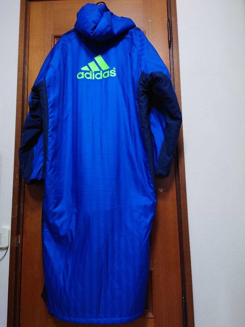 adidas　ロング　ベンチコート　3xo　ブルー　アディダス　サッカー