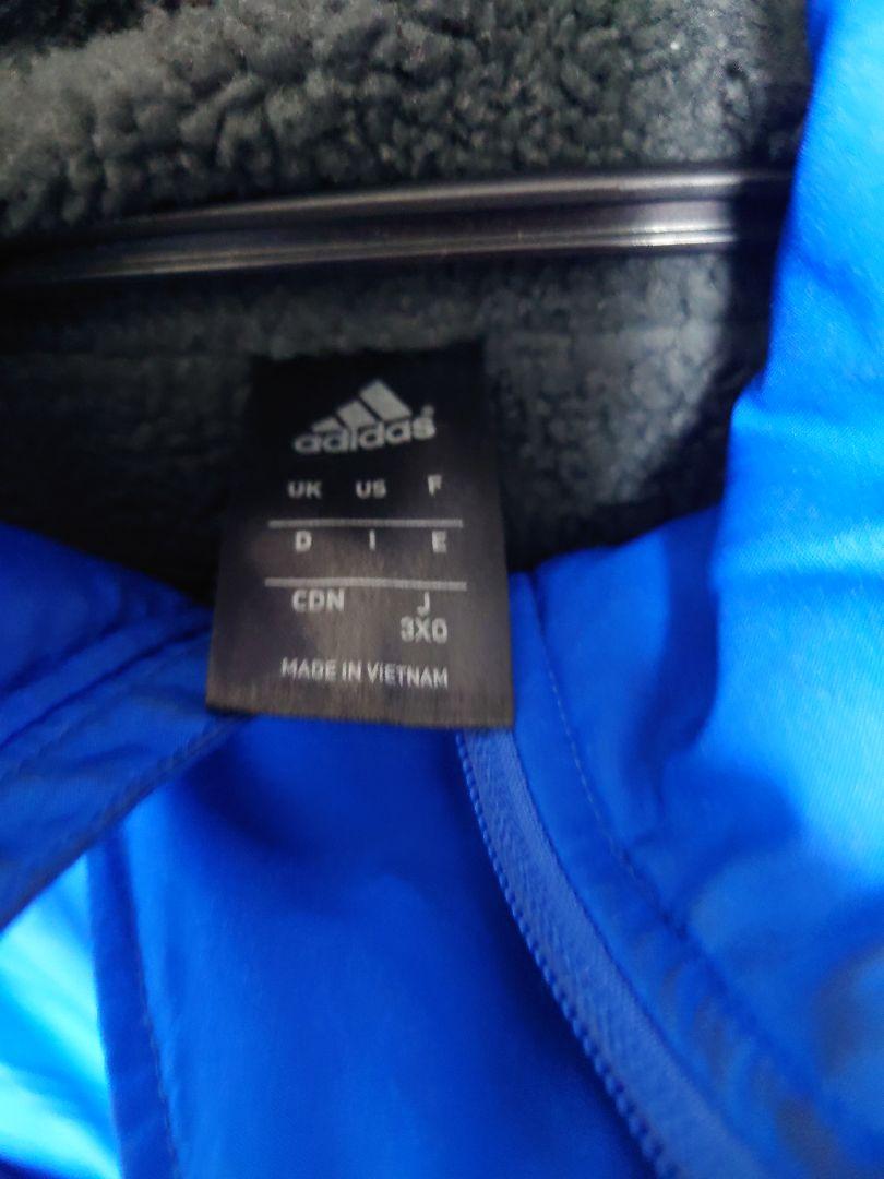 adidas　ロング　ベンチコート　3xo　ブルー　アディダス　サッカー