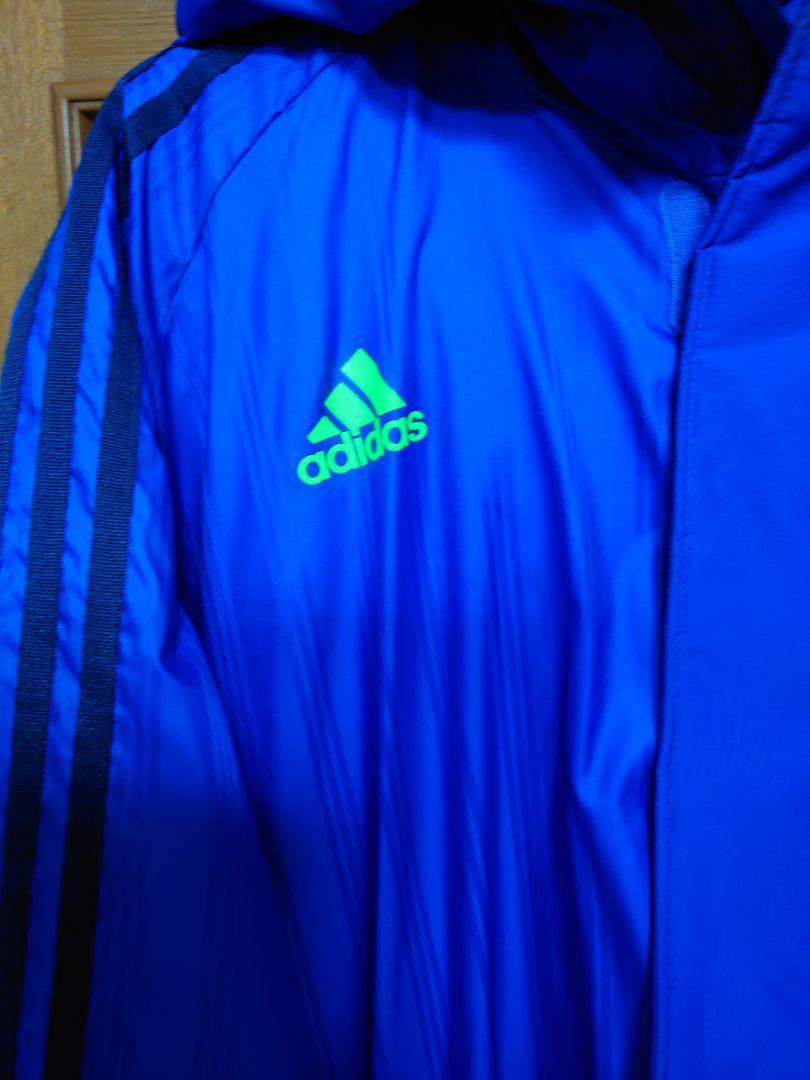 adidas　ロング　ベンチコート　3xo　ブルー　アディダス　サッカー