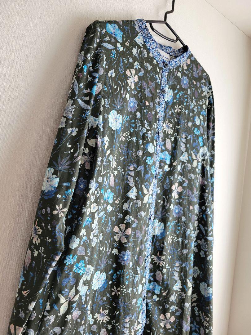 ☆HUMAN WOMAN☆リバティ花柄ロングシャツワンピース☆美ライン