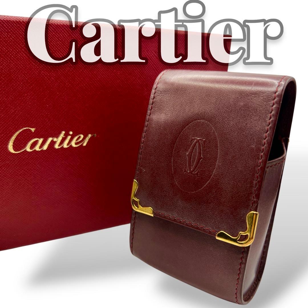 Cartier ボルドー レザー シガレットケース 7797やや傷や汚れあり