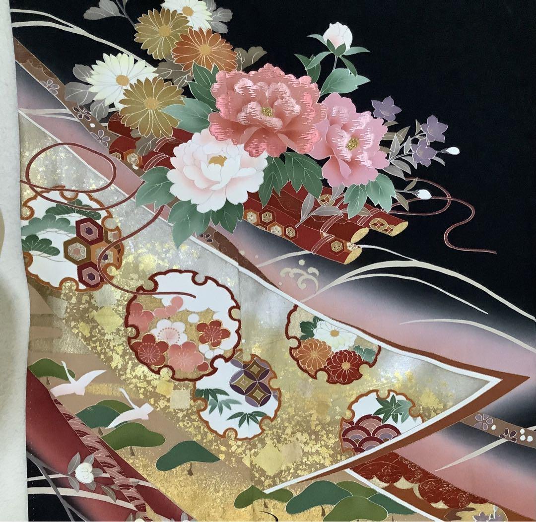 円高還元 谷崎潤一郎の世界 正絹黒留袖 刺繍 訪問着、紬、袋帯 ⑥( 金彩 着物・浴衣