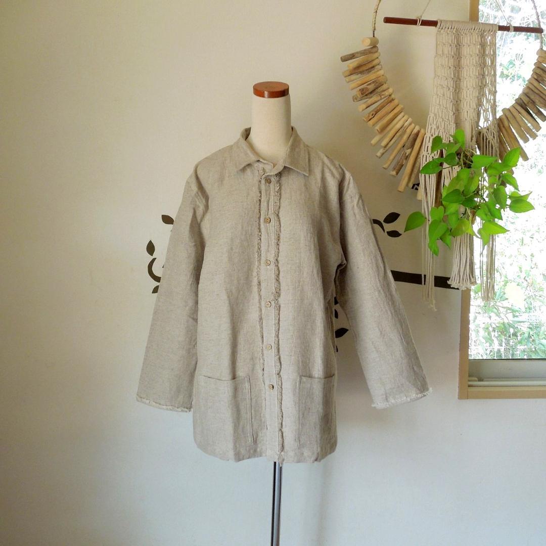 asana HEMP100% 厚手 ロングスリーブ シャツ●きなり