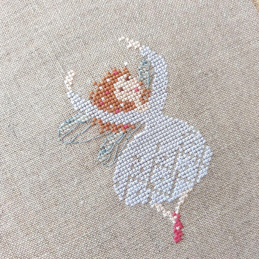 ぽんちゃん クロスステッチ完成品 （サモイロフさん） クロスステッチハンドメイド 完成品刺繍サモイロフさん
