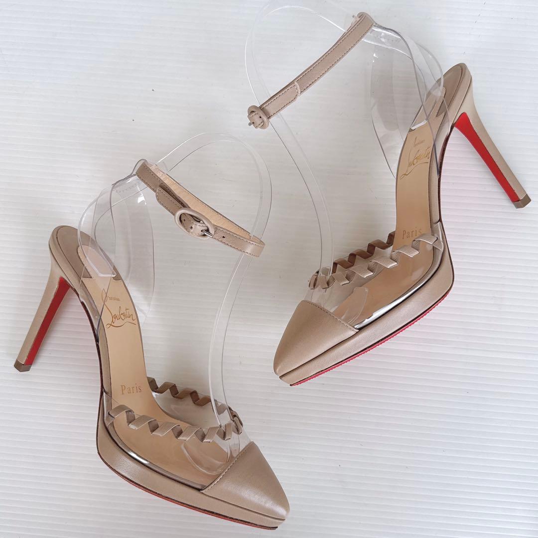 ルブタン　クリア　ストラップ付き　サンダル　ハイヒール　パンプス　35