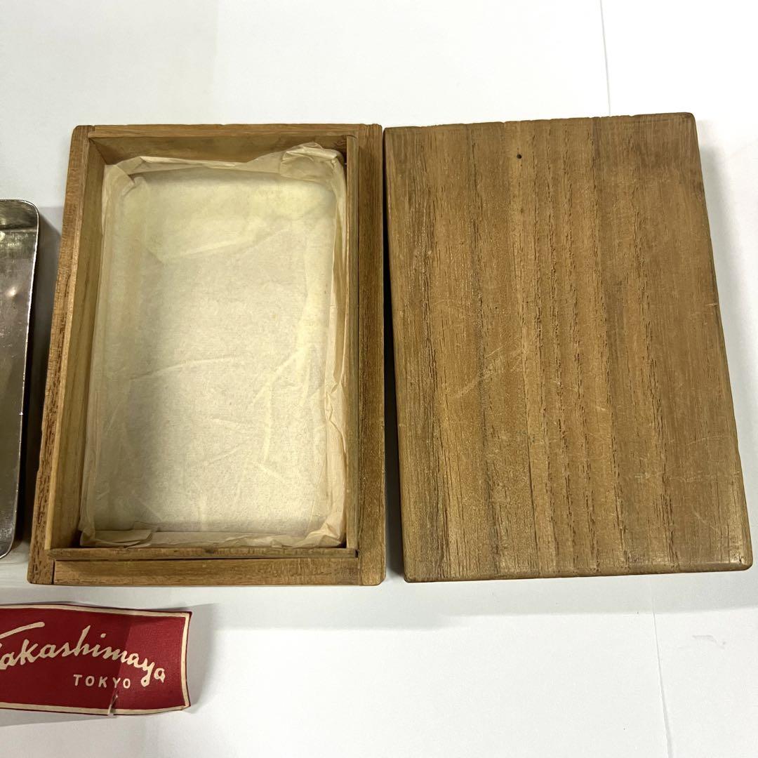 Takashimaya アンティーク 小箱 花彫刻 木製ケース付き
