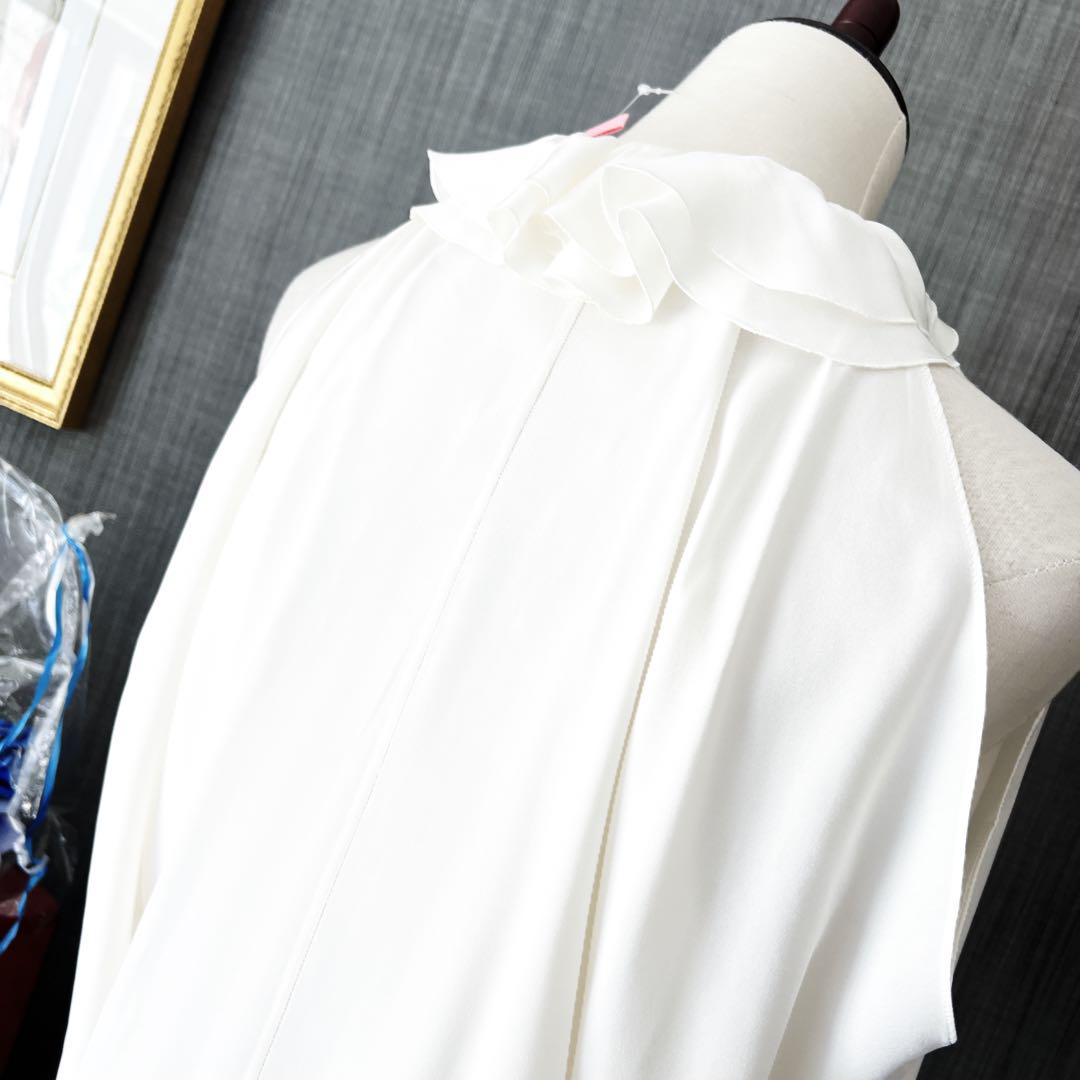 未使用 CHANEL シャネル シルク シフォン フリル シャツ