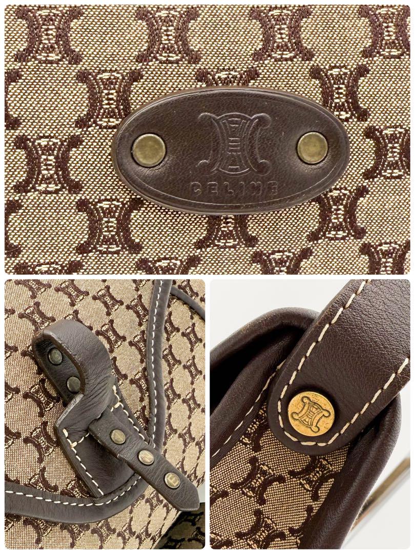 美品 CELINE アクセサリーポーチ マカダムモノグラム スタッズ トリオンフ