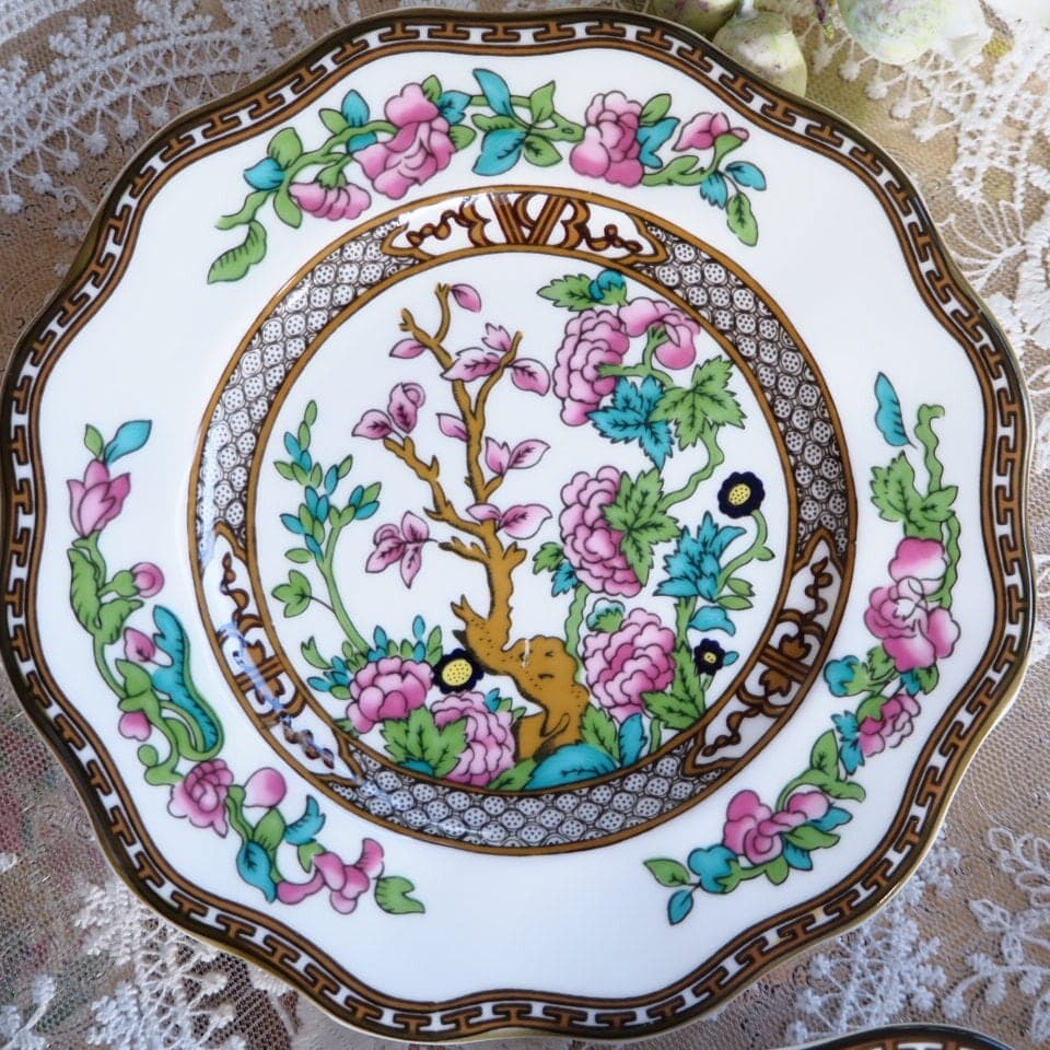 コールポートインディアンツリーフリルカップ&ソーサーアンティークF8 コールポートインディアンツリーフリルカップ&ソーサーアンティークF8