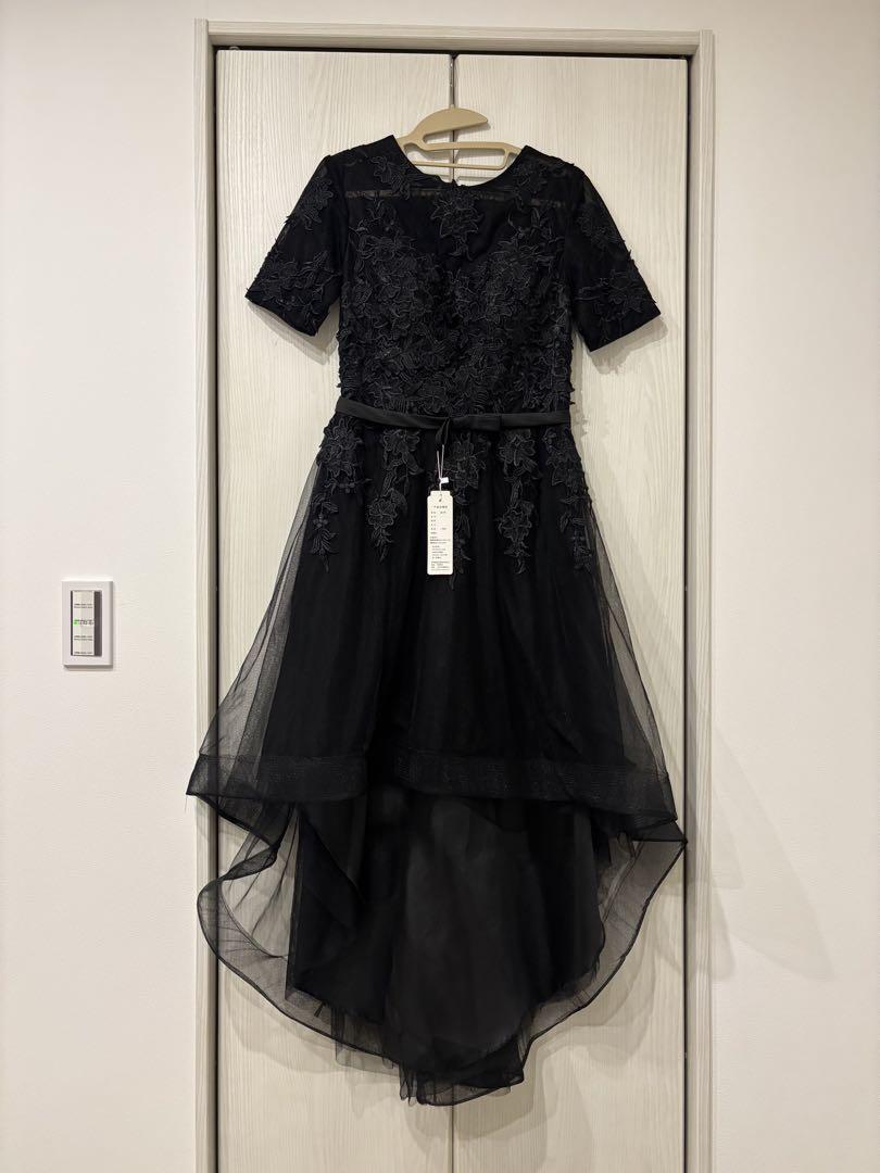 人気激安 ブラック刺繍ハイローヘムドレス パーティードレス ドレス スーツ・フォーマル・ドレス