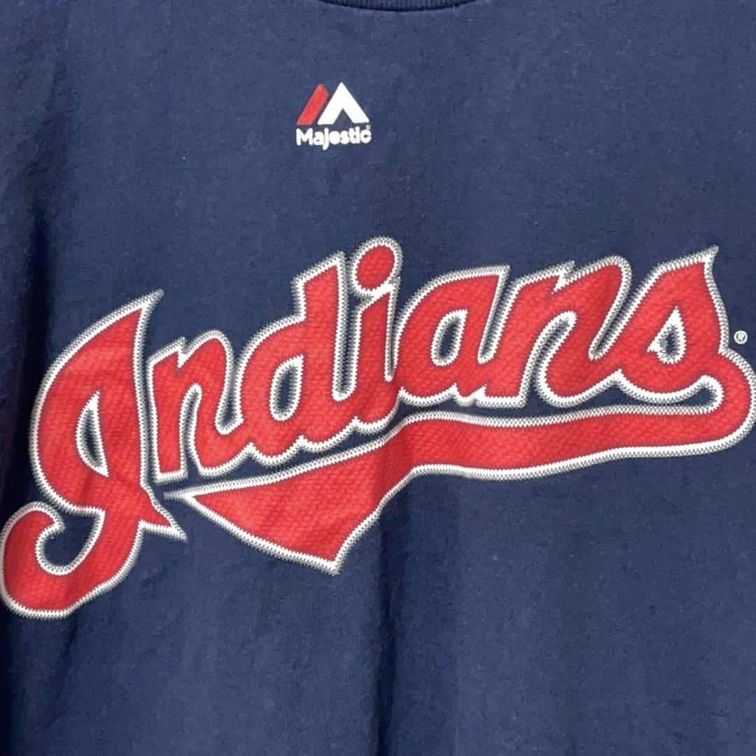 N-4693 MAJESTIC アメリカ古着 MLB インディアンス TシャツL