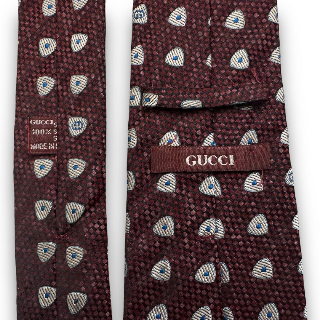 良品✨GUCCI ネクタイ グッチ GG柄 ロゴ ジャガード ボルドー