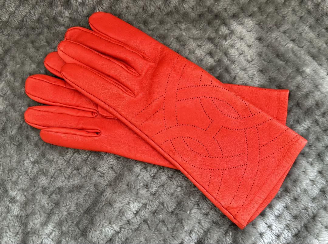 HERMES エルメス 手袋 グローブ オレンジ系 7サイズ 画像2