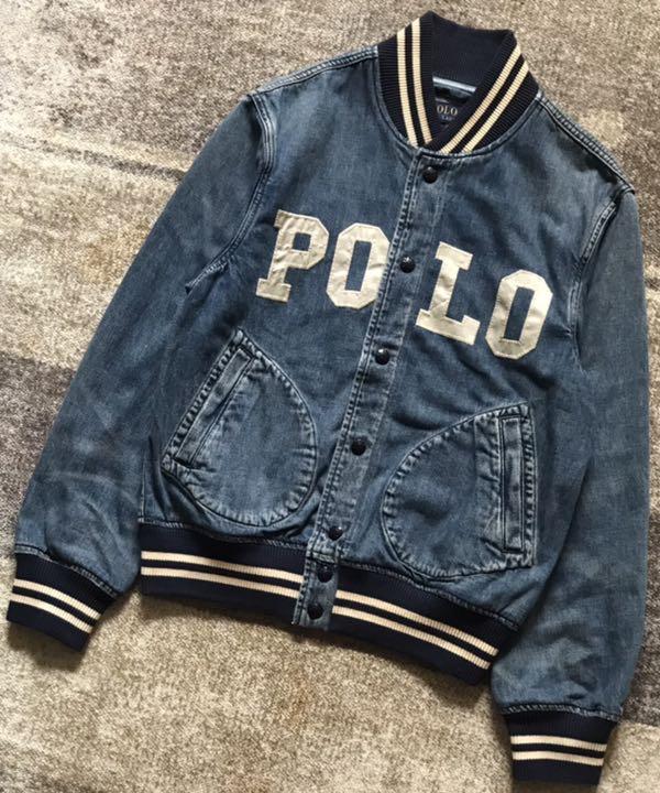 万能アイテム POLOパッチ ラルフローレン リブ切替 デニム スタジャン S