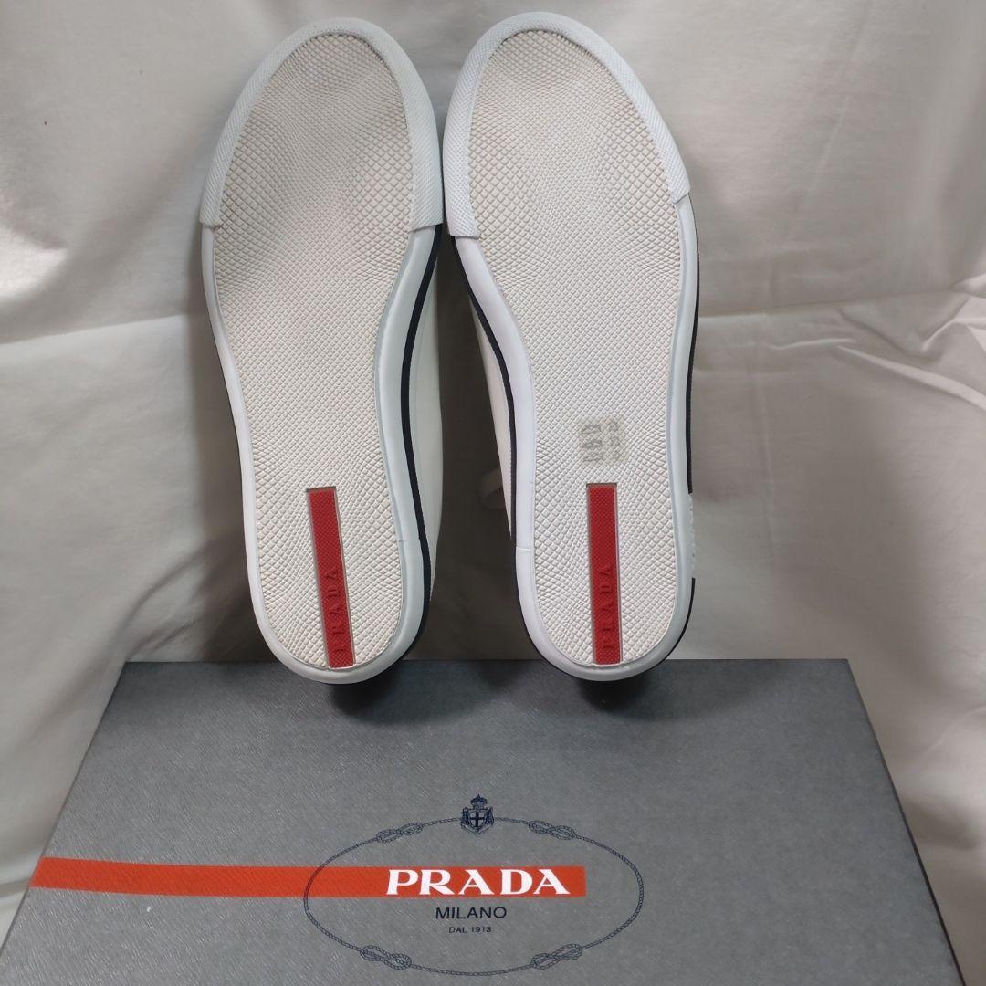 PRADA プラダ　ホワイト ハイカットスニーカー レザー