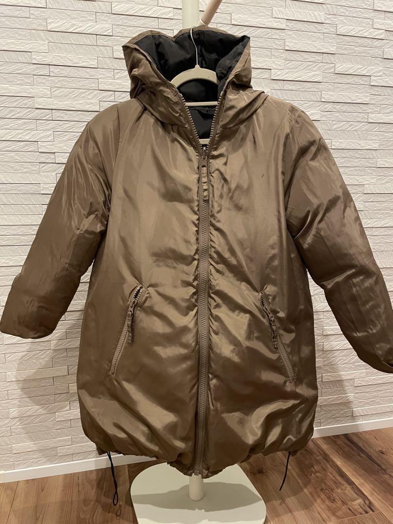 新品LUCA 黒 ダウンジャケット リバーシブルフード付き ロング丈