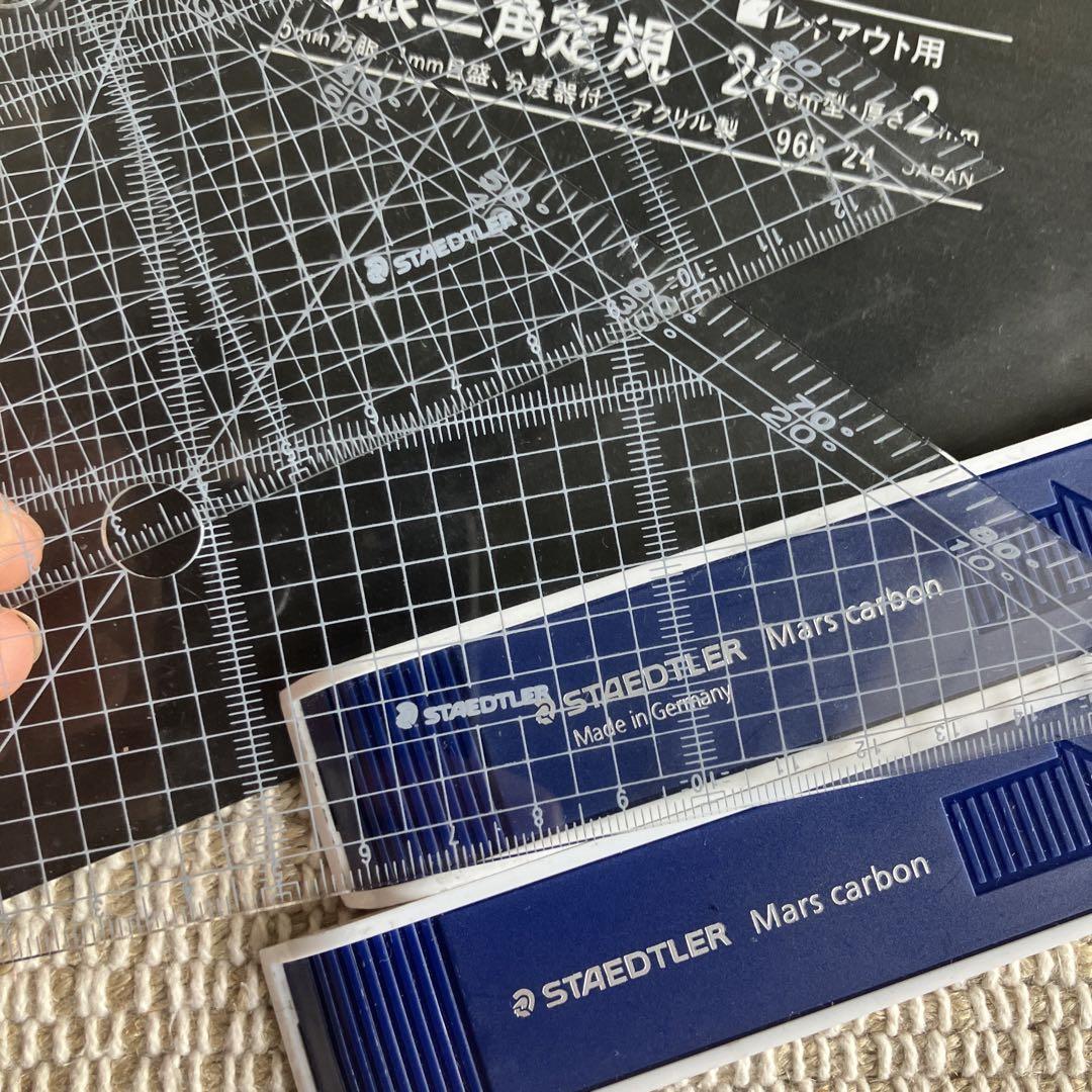 STAEDTLER ◾️方眼三角定規24㎝型◾️ホルダー芯 マルスカーボン