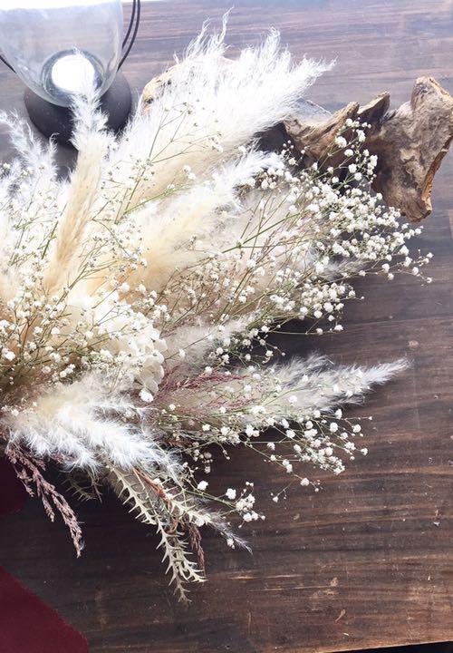 送料無料 〜パンパスグラスとかすみ草のブーケスワッグ〜ドライ ...