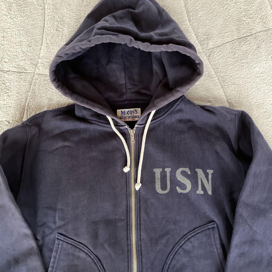 希少　THE REAL McCOY'S スウェットパーカー　フルジップ　USN 希少 THE REAL McCOY'S スウェットパーカー フルジップ USN