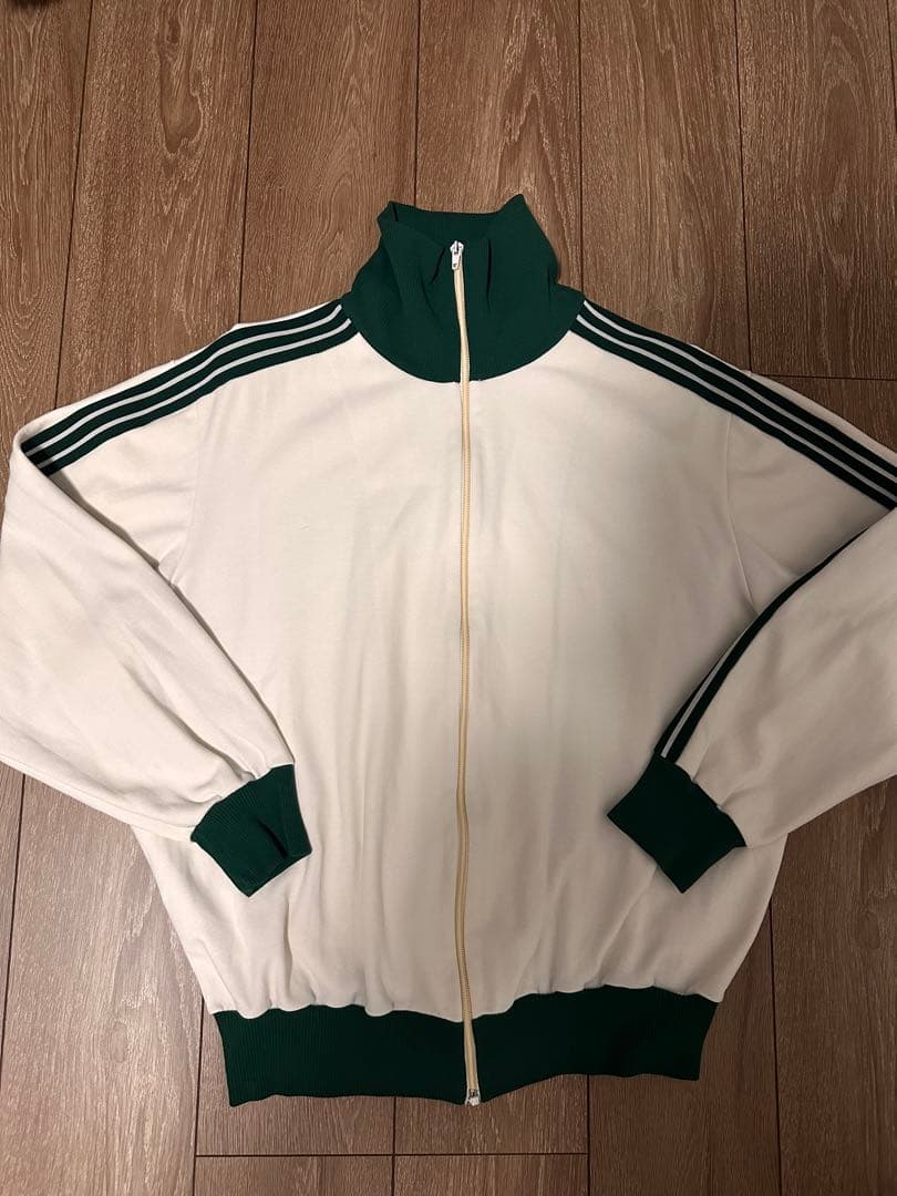 60-70s adidas トラックジャケット 西ドイツ 7 白×緑XL LL Old adidas