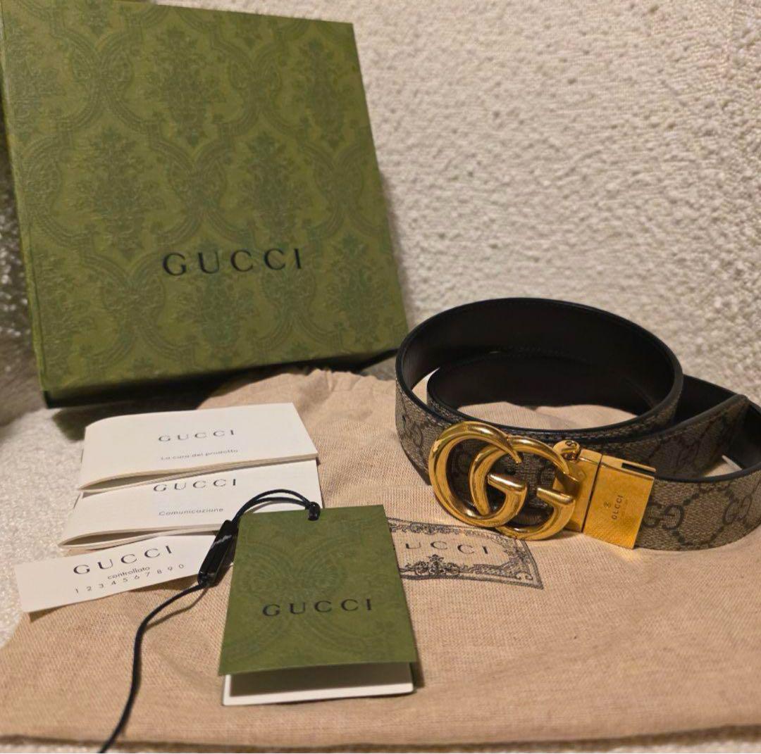 GUCCI GGマーモント　リバーシブル　ベルト　3cm サイズ75 GUCCI GGマーモント リバーシブル ベルト 3cm サイズ75 - メルカリ