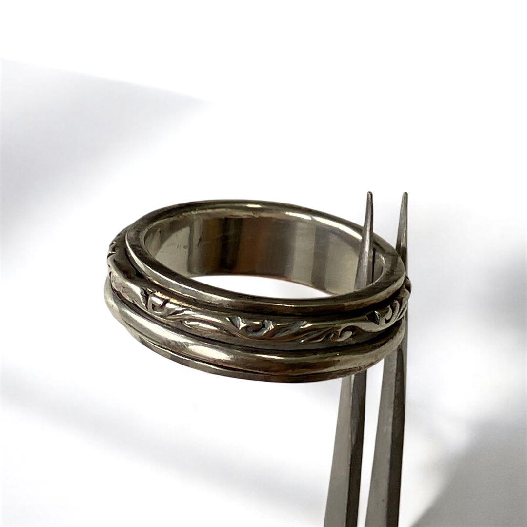 ダブル　スピニング　指輪　925 シルバー　　リング　　シルバー　小物　アクセ