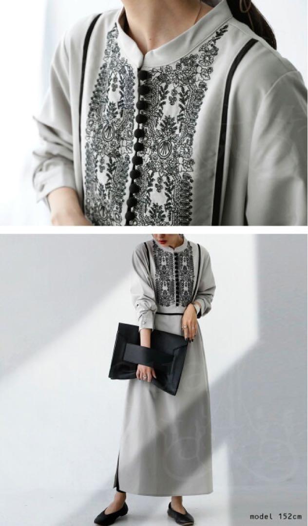 定価¥6,930＊完売品＊antiqua＊上品な刺繍 ロングワンピース ゆったり