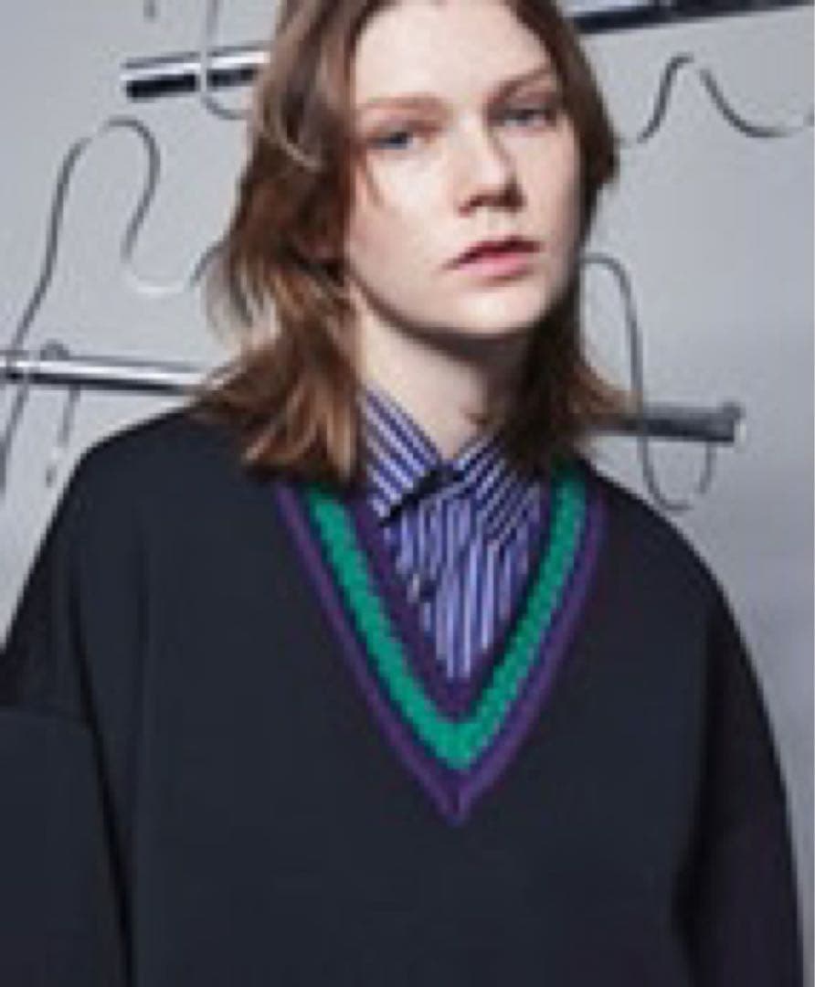 数量は多メゾンスペシャル ダブルフェイスプライムオーバーVネックニットプルオーバー