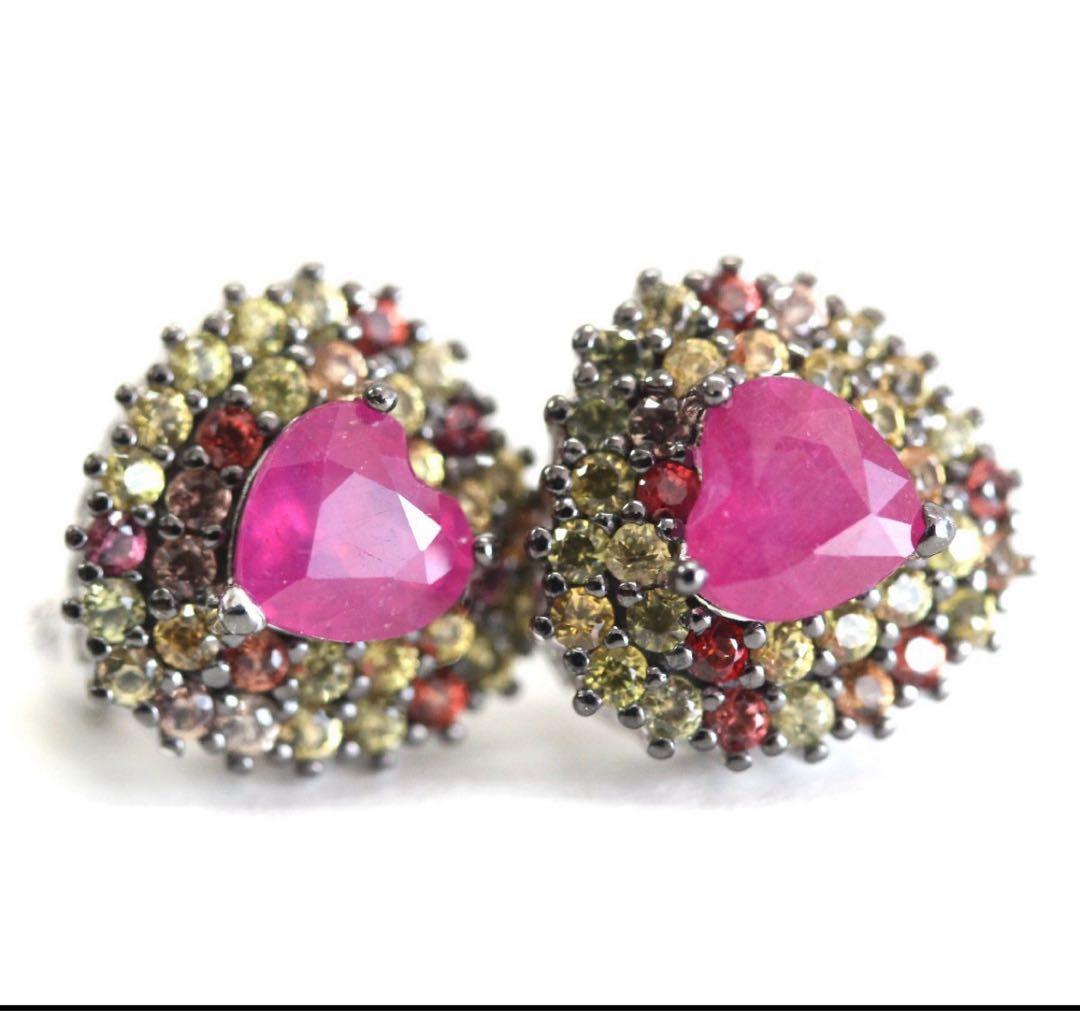 5.50ct天然ビジョンブラッドルビー&サファイアK14WG仕上ピアス.新品 5.50ct天然ビジョンブラッドルビー&サファイアK14WG仕上ピアス.新品