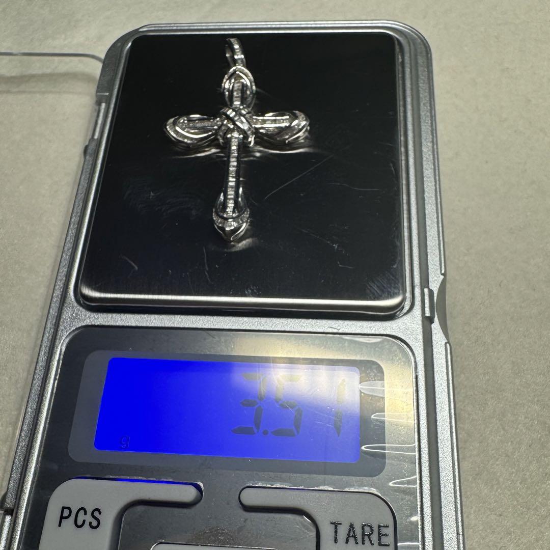 特大 K18 WG 天然ダイヤモンド 0.85ct クロス 十字架 ペンダント 画像6