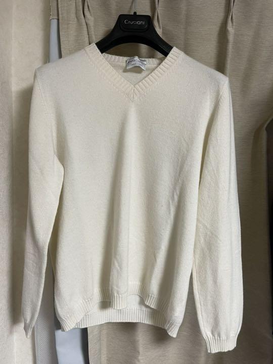 未使用 セッテフィーリカシミア カシミア100% Ｖネックニット 50ホワイト