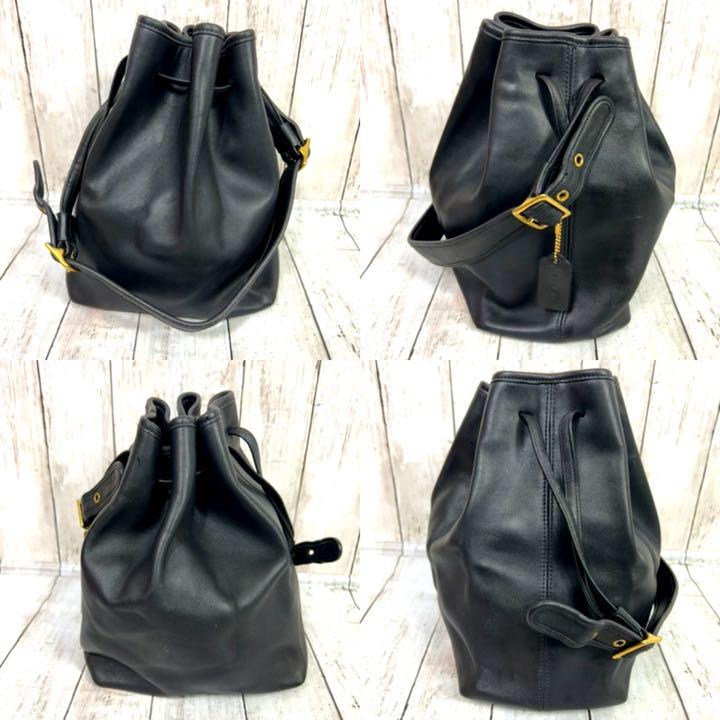 モデル 人気モデル 肩がけ 本革 黒 j8koK-m69026069554 美中古 オールドコーチ 巾着ショルダーバッグ しまむら