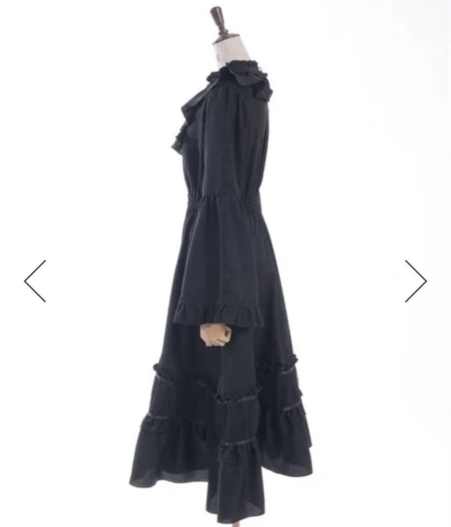 アクシーズファム 姫袖風ラッフルフリルワンピース 黒