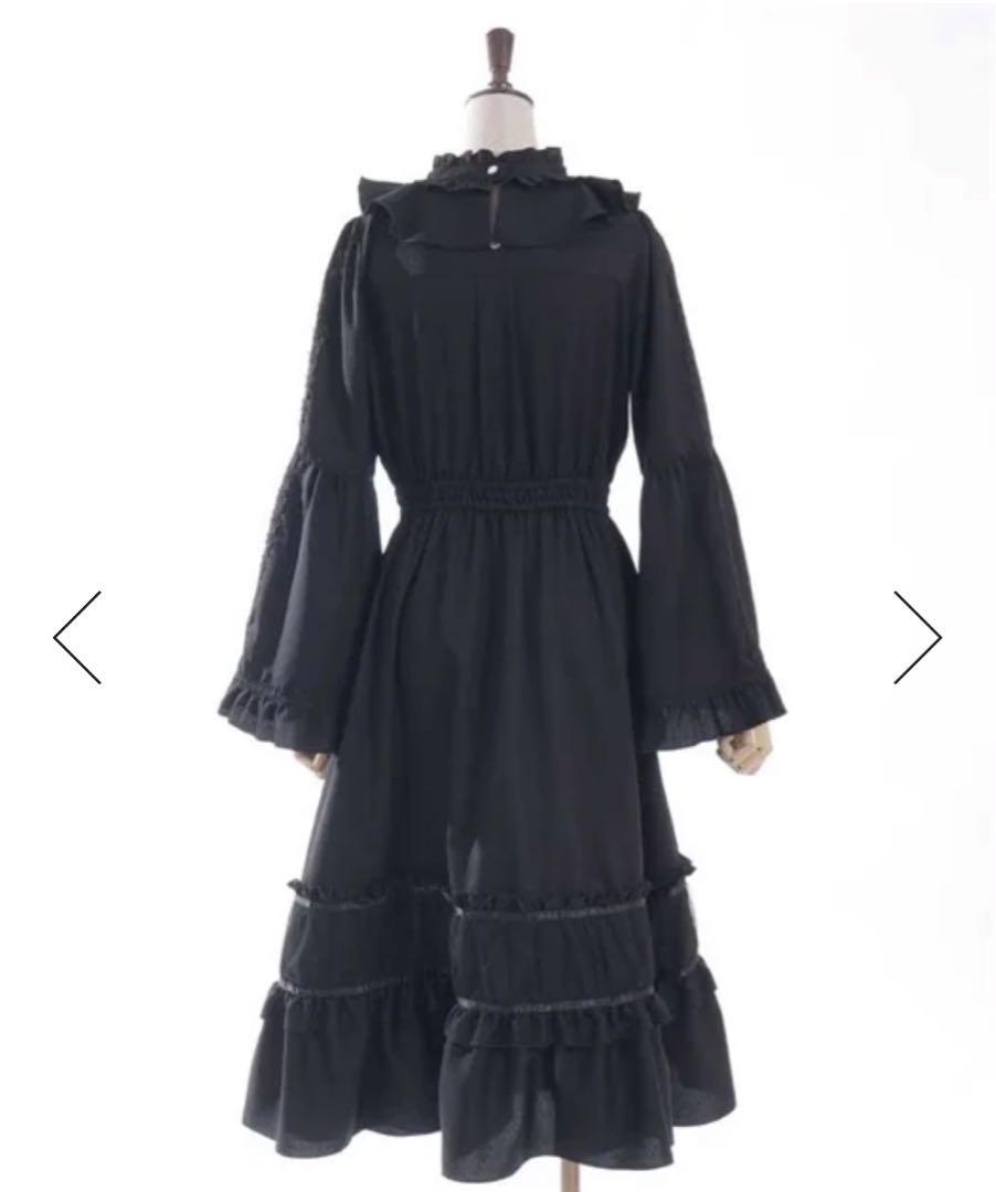 アクシーズファム 姫袖風ラッフルフリルワンピース 黒