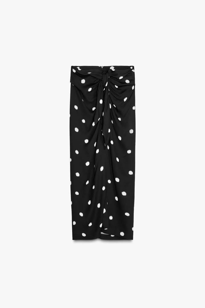 新品 ZARA 定価10,990円 ドット柄 ロング スカート XL 1点限り