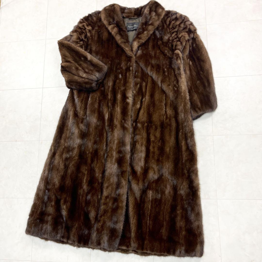 【美品/着丈123cm】LANVIN ミンク ロングコート 肩デザイン 唯一無二