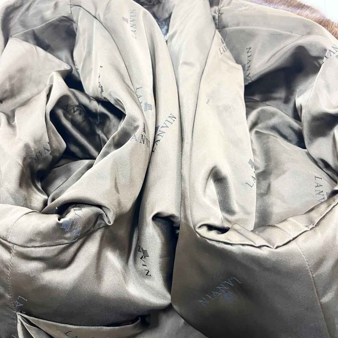 【美品/着丈123cm】LANVIN ミンク ロングコート 肩デザイン 唯一無二 美品/着丈123cm】LANVIN ミンク ロングコート 肩デザイン 唯一無