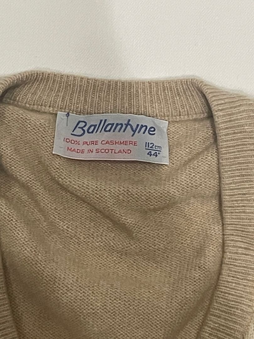 Ballantyne 100%カシミヤ Vネックセーター アーガイル 44 Ballantyne 100%カシミヤ Vネックセーター アーガイル 44